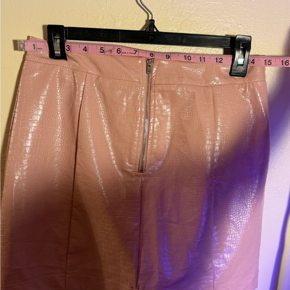 Miami Faux Croc Leather Pink Mini Skirt - Picture 4 of 5